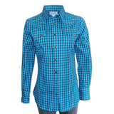 Women's Turquoise & Black Buffalo Check Western Shirt - Rockmount Clothing - Flyclothing LLC