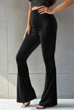 Ribbed High Waist Flare Pants - Trendsi - Flyclothing LLC