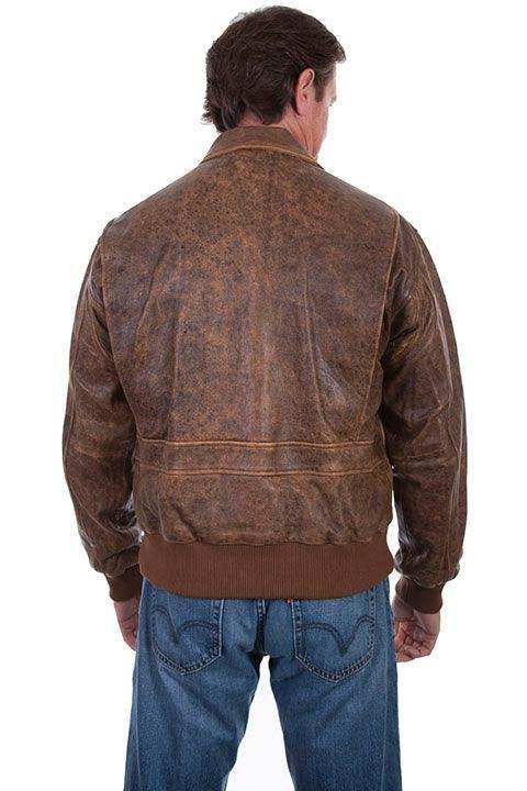 Scully BROWN ANTIQUE LAMB B-2 BOMBER BI-SWING BACK - Scully Leather - Flyclothing LLC