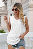 Eyelet V-Neck Tank - Trendsi - Flyclothing LLC