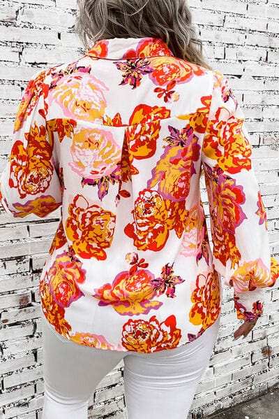 Plus Size Printed Long Sleeve Shirt - Trendsi - Flyclothing LLC
