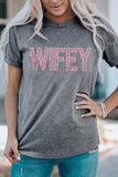WIFEY Leopard Graphic Short Sleeve Tee - Trendsi - Flyclothing LLC