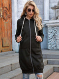 Full Size Zip-Up Longline Hoodie with Pockets - Trendsi - Flyclothing LLC