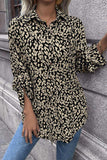 Leopard Roll-Tap Sleeve Shirt - Trendsi - Flyclothing LLC