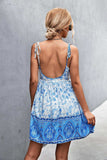 Bohemian Tie Shoulder Surplice Backless Dress - Trendsi - Flyclothing LLC