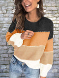 Color Block Round Neck Sweater - Trendsi - Flyclothing LLC