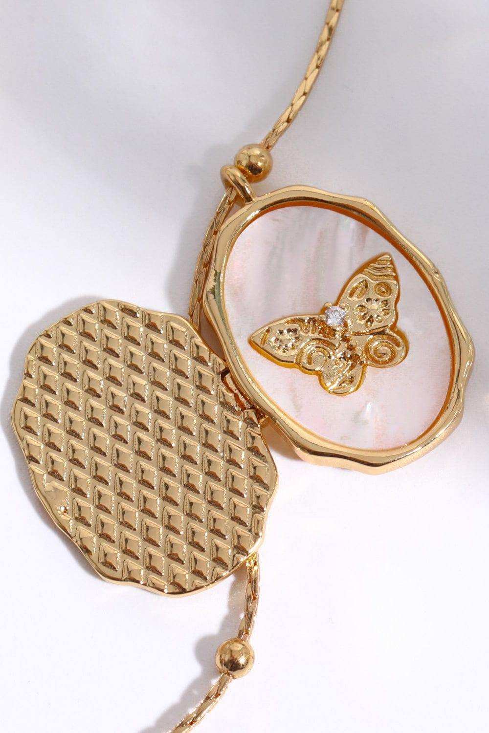 Butterfly Shell Pendant Copper Necklace - Trendsi - Flyclothing LLC