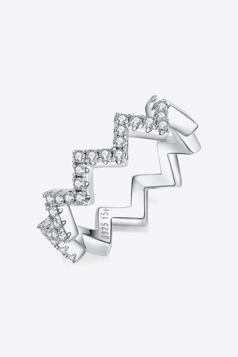 Moissanite Wavy Band Ring - Trendsi - Flyclothing LLC