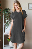 Heimish Full Size Ribbed Round Neck Short Sleeve Tee Dress - Trendsi - Flyclothing LLC