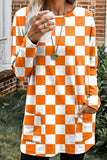 Checkered Round Neck Long Sleeve T-Shirt with Pockets - Trendsi - Flyclothing LLC