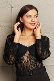 Lace Long Sleeve Bodysuit - Trendsi - Flyclothing LLC
