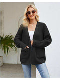 Open Front Raglan Sleeve Pocketed Cardigan - Trendsi - Flyclothing LLC