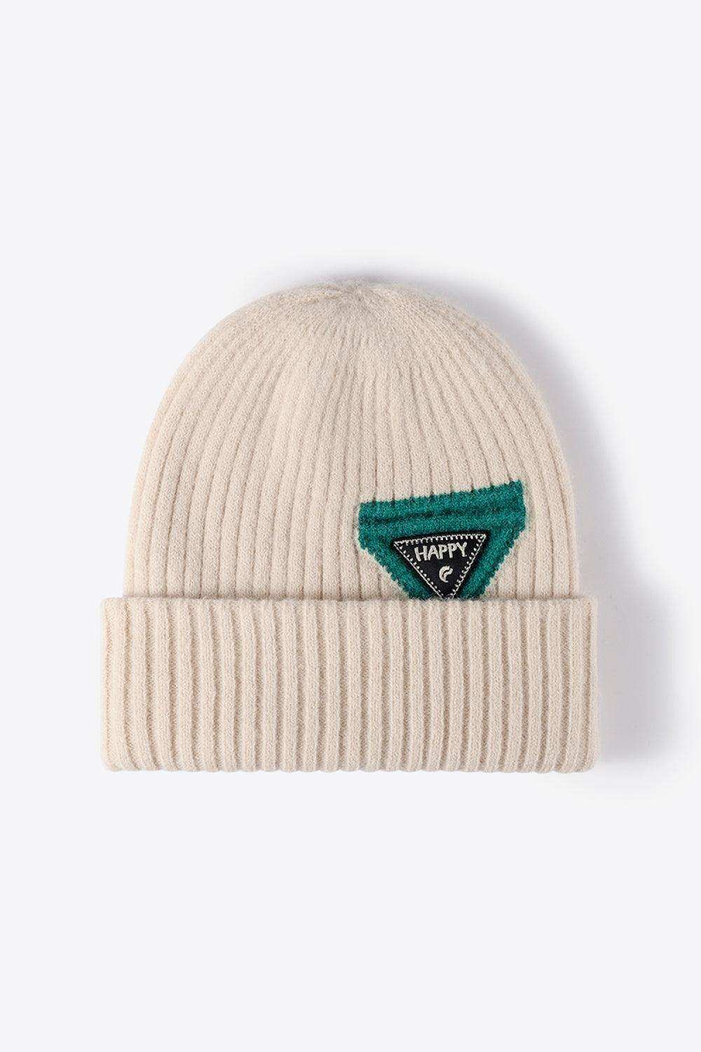 HAPPY Contrast Beanie - Trendsi - Flyclothing LLC