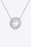 Moissanite Pearl Rhodium-Plated Necklace - Trendsi - Flyclothing LLC