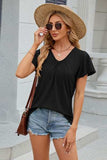 V-Neck Flutter Sleeve T-Shirt - Trendsi - Flyclothing LLC