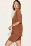 Basic Bae Full Size V-Neck Drop Shoulder Short Sleeve T-Shirt and Shorts Set - Trendsi - Flyclothing LLC