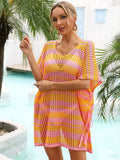 Tassel Openwork Striped V-Neck Cover Up - Trendsi - Flyclothing LLC