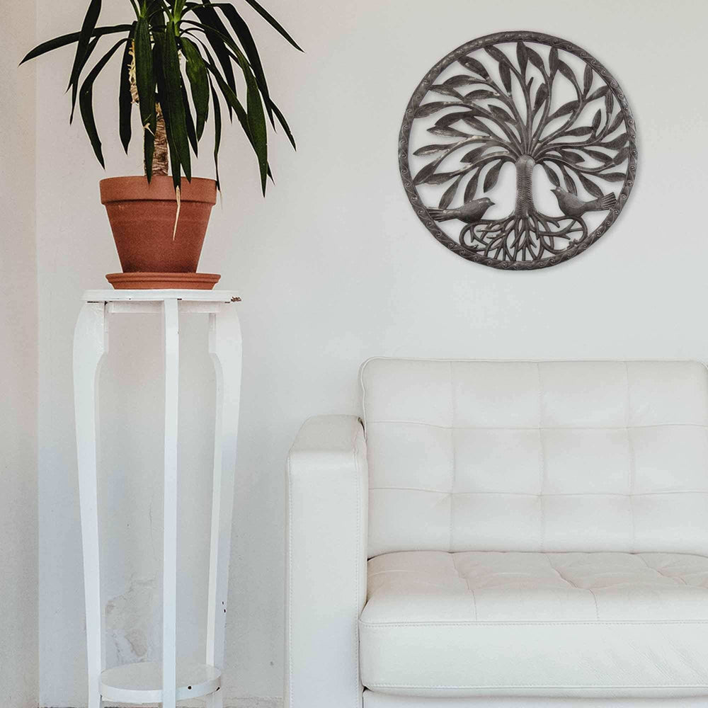 Tree of Life with Two Birds Metal Wall Art - Croix des Bouquets - Croix des Bouquets - Flyclothing LLC