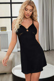 Halter Neck Spliced Mesh Night Dress - Trendsi - Flyclothing LLC