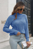 Turtleneck Dropped Shoulder Sweater - Trendsi - Flyclothing LLC