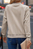Texture Round Neck Long Sleeve Sweatshirt - Trendsi - Flyclothing LLC
