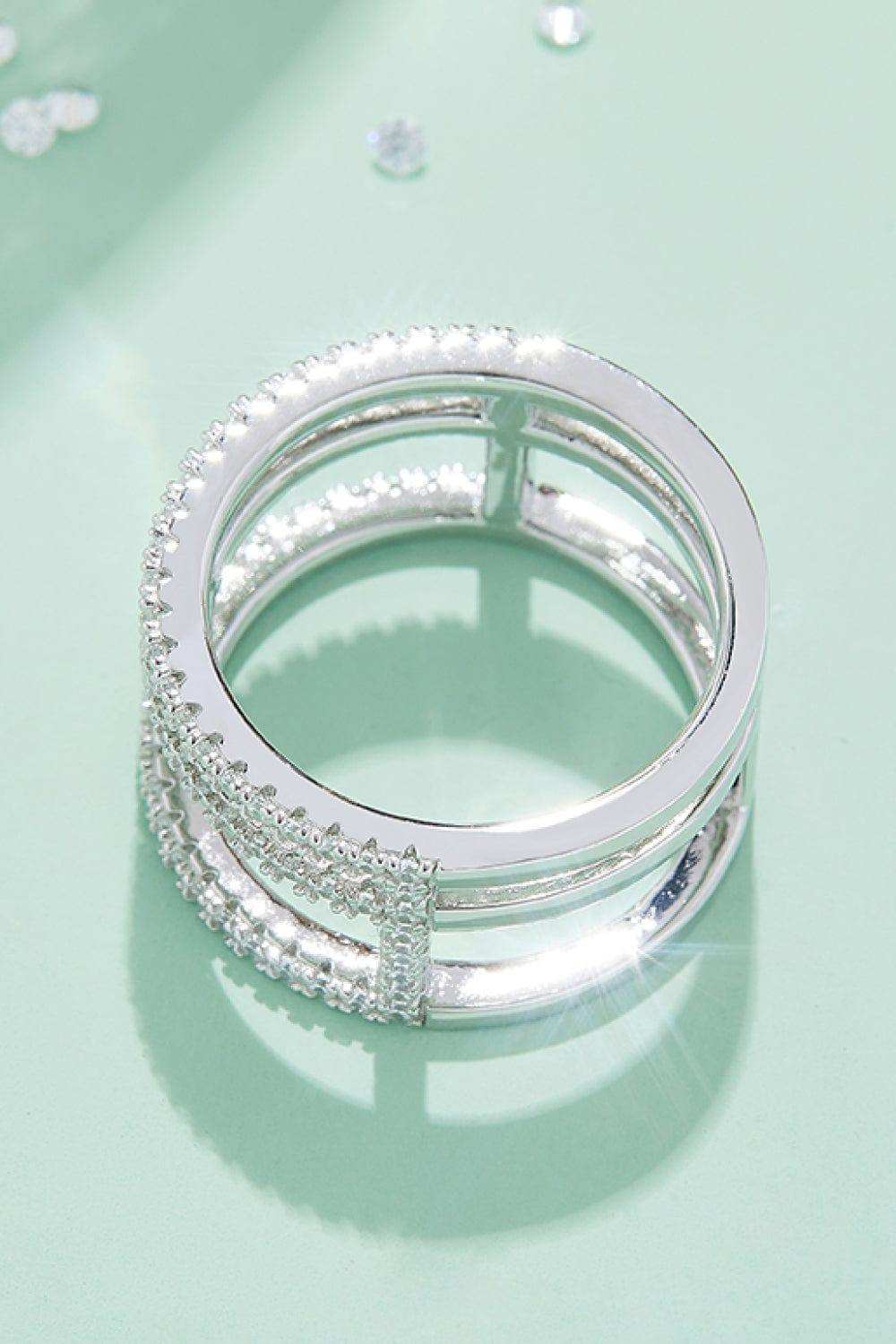 Moissanite Cutout Wide Ring - Trendsi - Flyclothing LLC