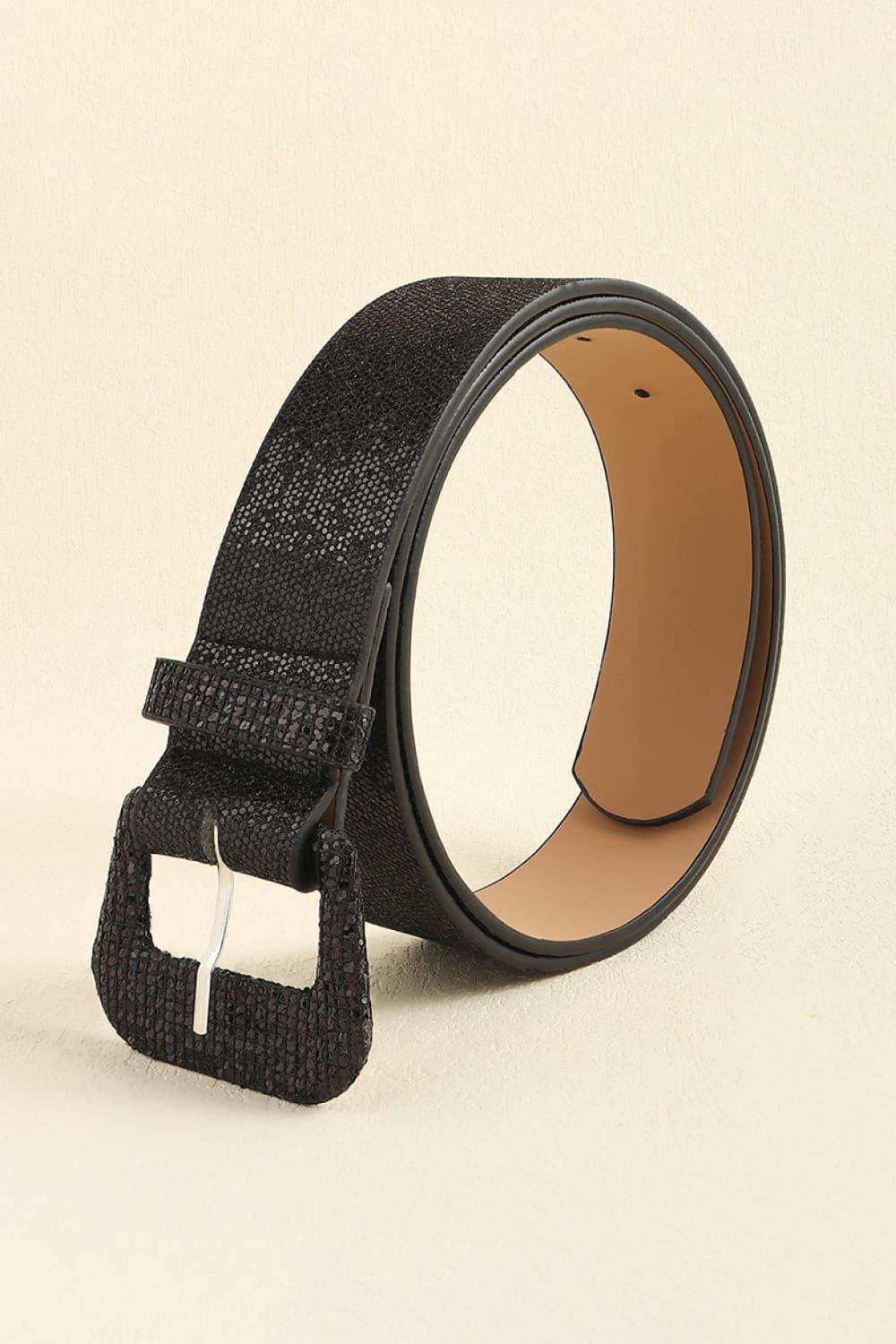 Glitter PU Leather Belt - Trendsi - Flyclothing LLC