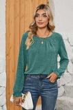 Ruched Round Neck Flounce Sleeve T-Shirt - Trendsi - Flyclothing LLC