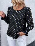Printed Round Neck Flounce Sleeve Blouse - Trendsi - Flyclothing LLC