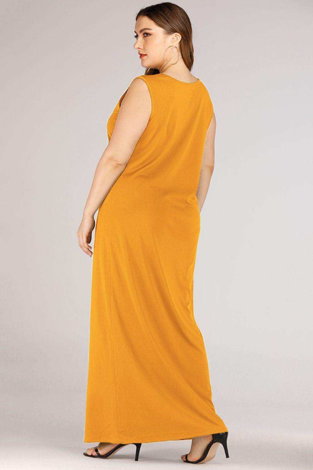 Plus Size Scoop Neck Maxi Tank Dress - Trendsi - Flyclothing LLC