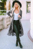 Fringe Detail Long Sleeve Cardigan - Trendsi - Flyclothing LLC