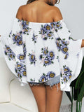 Floral Print Off-Shoulder Flounce Sleeve Blouse - Trendsi - Flyclothing LLC