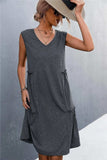 V-Neck Frill Trim Sleeveless Dress - Trendsi - Flyclothing LLC