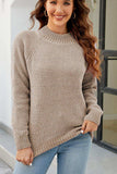 Waffle-Knit Round Neck Reglan Sleeve Sweater - Trendsi - Flyclothing LLC