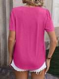 Ruched Square Neck Short Sleeve Blouse - Trendsi - Flyclothing LLC