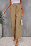 Tie Waist Pocketed Long Pants - Trendsi - Flyclothing LLC