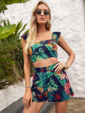 Printed Square Neck Top and Shorts Set - Trendsi - Flyclothing LLC