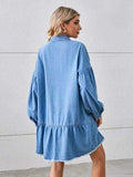 Button Up Pocketed Raw Hem Denim Dress - Trendsi - Flyclothing LLC