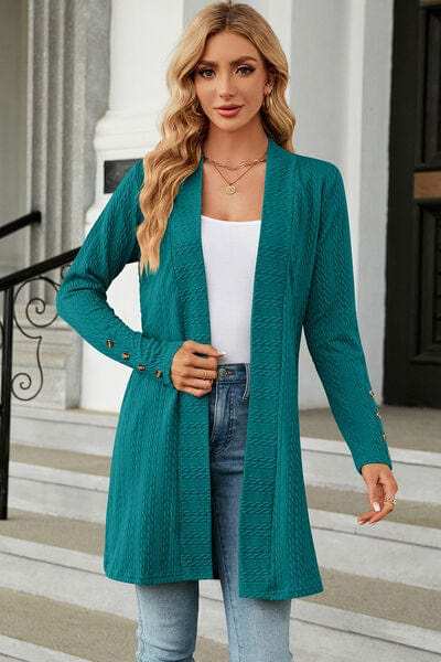 Open Front Long Sleeve Cardigan - Trendsi - Flyclothing LLC