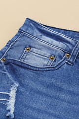 Distressed Flare Leg Jeans with Pockets - Flyclothing LLC