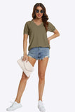 Short Sleeve V-Neck Tee - Trendsi - Flyclothing LLC