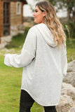 Plus Size Button Up Drawstring Long Sleeve Hoodie - Trendsi - Flyclothing LLC