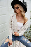 Open Front Cuffed Cropped Cardigan - Trendsi - Flyclothing LLC