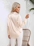 Collared Neck Buttoned Long Sleeve Shirt - Trendsi - Flyclothing LLC
