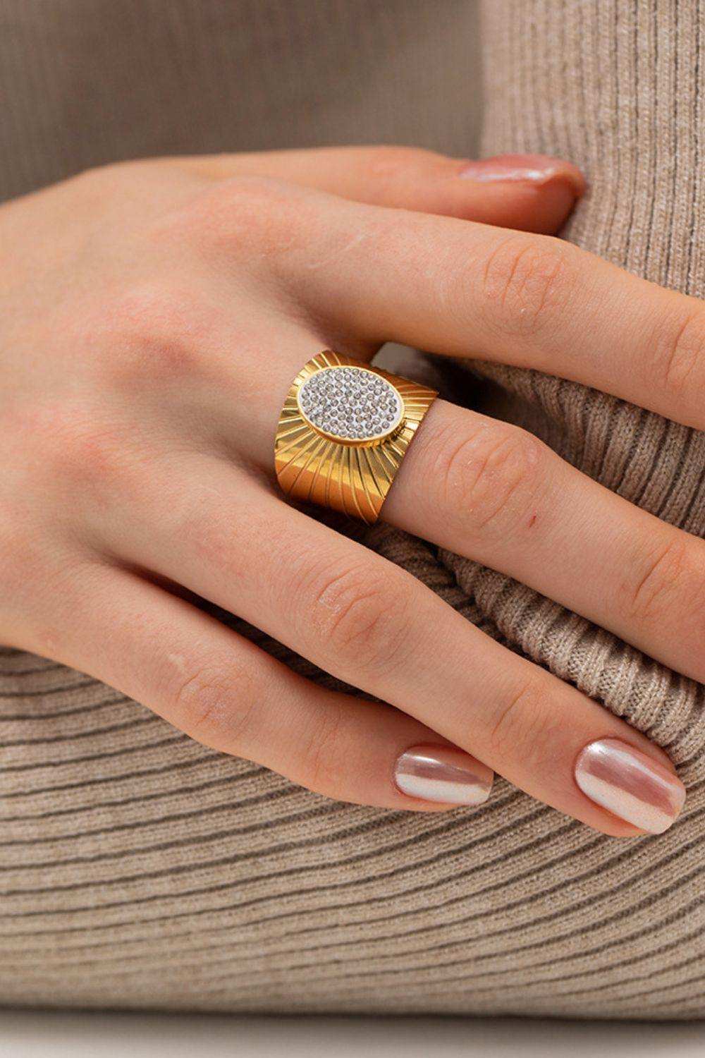 Wide Band Stainless Steel Open Ring - Trendsi - Flyclothing LLC