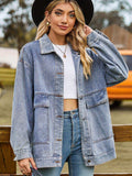 Dropped Shoulder Denim Jacket with Pockets - Trendsi - Flyclothing LLC