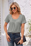 Decorative Button Scoop Neck T-Shirt - Trendsi - Flyclothing LLC