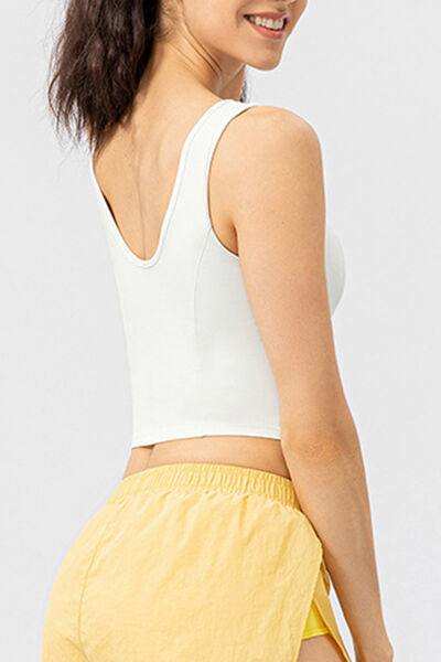 Round Neck Wide Strap Active Tank - Trendsi - Flyclothing LLC