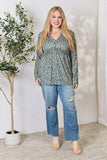 Heimish Full Size Floral Half Button Long Sleeve Blouse - Trendsi - Flyclothing LLC