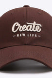 CREATE NEW LIFE Adjustable Cotton Baseball Cap - Trendsi - Flyclothing LLC